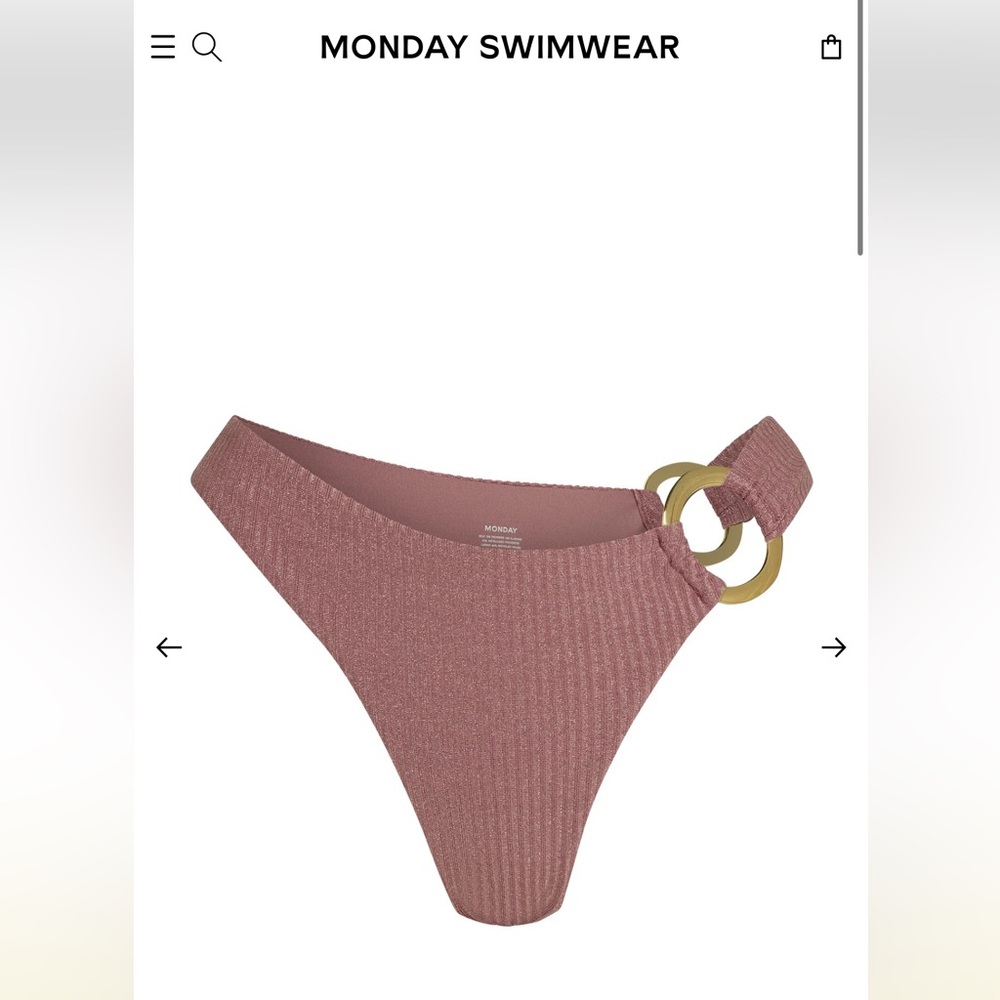 Monday Swimwear  Brontë Bottom Mauve Lurex Rib size Medium